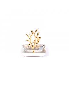 Sweet tray with a golden silver strap