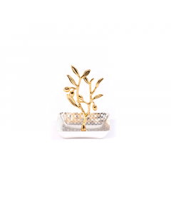 Sweet tray with golden silver strap
