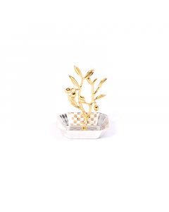 Sweet tray with a silver bag