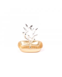 Sweet tray with a silver golden bag