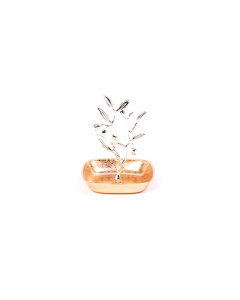 Sweet tray with a silver golden bag