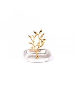 Sweet tray with a silver golden bag