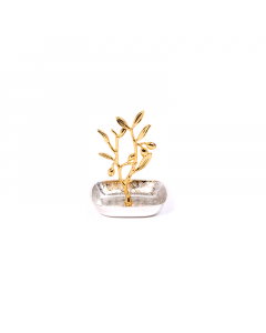 Sweet tray with a silver golden bag
