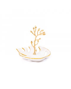 White and golden marble suitcase
