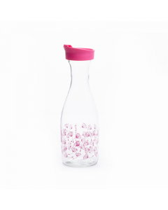 Embossed glass jake with pink lid