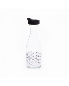 Embossed glass jake with black lid