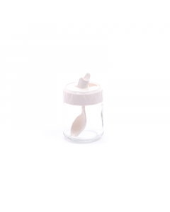 Spice box with plastic cover and spoon