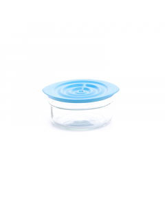 Glass jar with blue lid