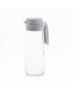 Glass jake with a gray plastic cover