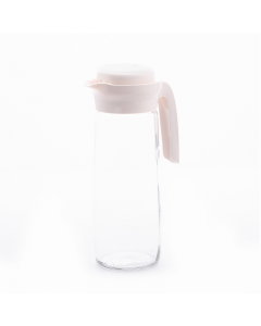 Glass jake with pink plastic cover