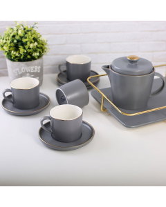 Porcelain gray jug with tray