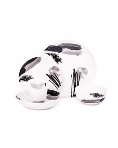 Black marble porcelain dinner set 20 pieces