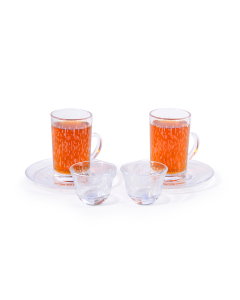 A set of 18-piece bowls and cups with a white pattern
