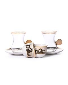 A set of 18-piece golden handles and cups