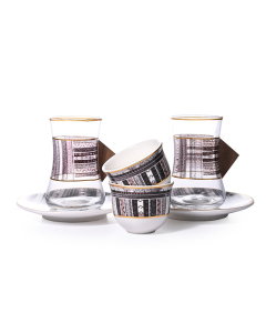 A set of 18-piece bowls and cups with a wooden handle