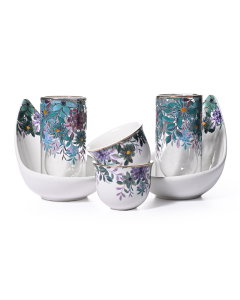 A set of 18-piece teapots and cups with an engraving