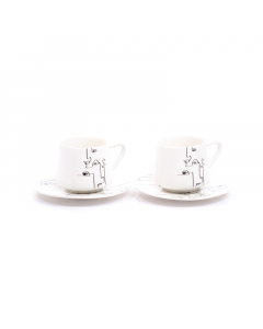12-Piece Tea Cup Set White Black