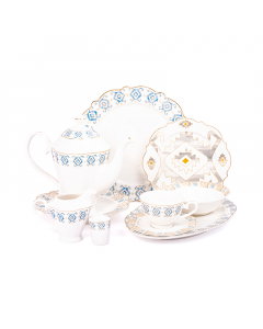 Porcelain dinner set, 43 pieces, blue gold pattern