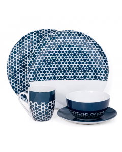 Blue porcelain dinner set, 16 pieces