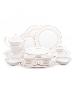 Omada dinner set 43 pieces white gold edges