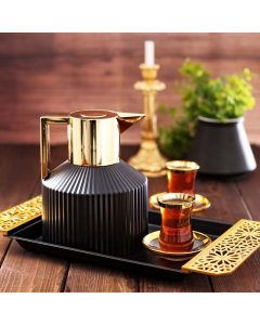 Lamoda thermos second edition, black, golden, 1 liter black