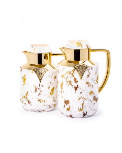 Amjad golden marble thermos set