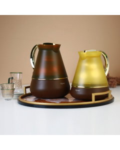 Lamar thermos set 2 gold pieces with golden handle