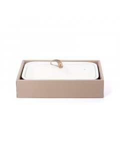 Rectangular tray with leather basket size 12