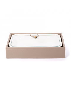 Rectangular tray with leather basket size 13.5