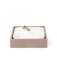 Square tray with leather basket size 9