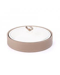 Round tray with leather basket size 12