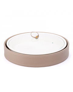 Round tray with leather basket size 14
