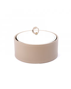 Deep round tray with leather basket size 10