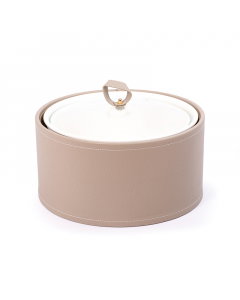 Deep round tray with leather basket size 10