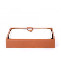 Rectangular tray with leather basket size 13.5