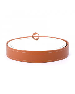 Oval tray with leather basket size 14.5