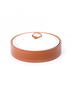 Round tray with leather basket size 10