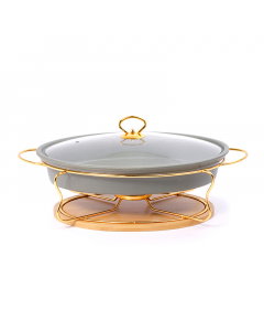 Green round heater with a wooden base, size 14.5