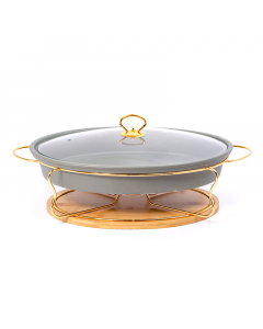Green circular heater with a wooden base, size 16