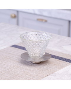 Glass filter with a steel base