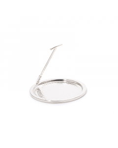 Serving dish with a silver handle