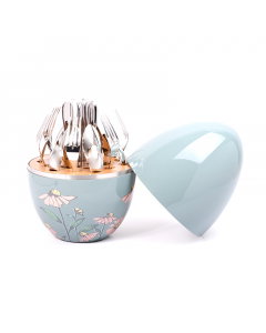 Oval cutlery set, 24 pieces, woodland green