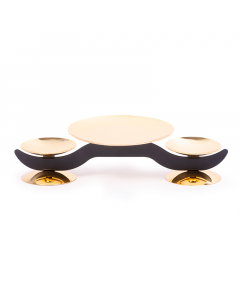 A golden cake and dessert serving plate