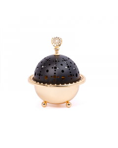 Golden incense burner with black lid