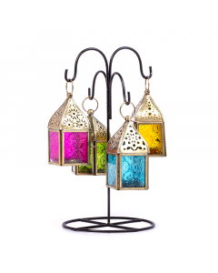 Party candle lanterns set, 4 pieces, with a stand