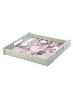 Green jumbo square decorative tray