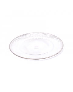Silver-rimmed glass dish