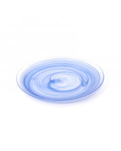 Large blue waved glass dish