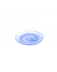 Corrugated blue glass dish
