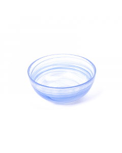 Medium blue corrugated glass bowl